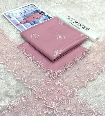 Women's Pink Embroidered Lawn Suit 2 Pcs Unstitched