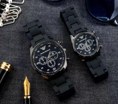 Unisex Couple Watches Set Quartz Black Rose Gold