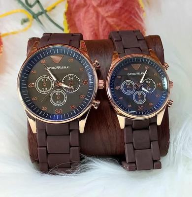 Unisex Couple Watches Set Quartz Black Rose Gold