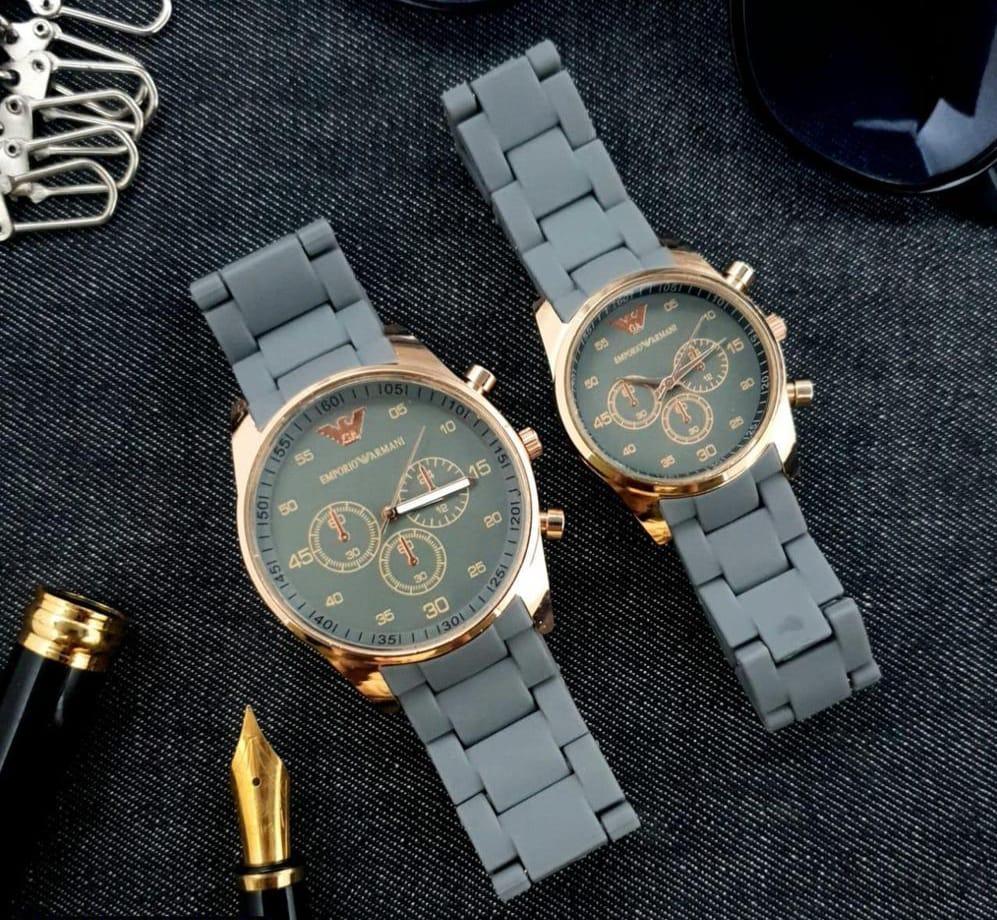 Unisex Couple Watches Set Quartz Black Rose Gold