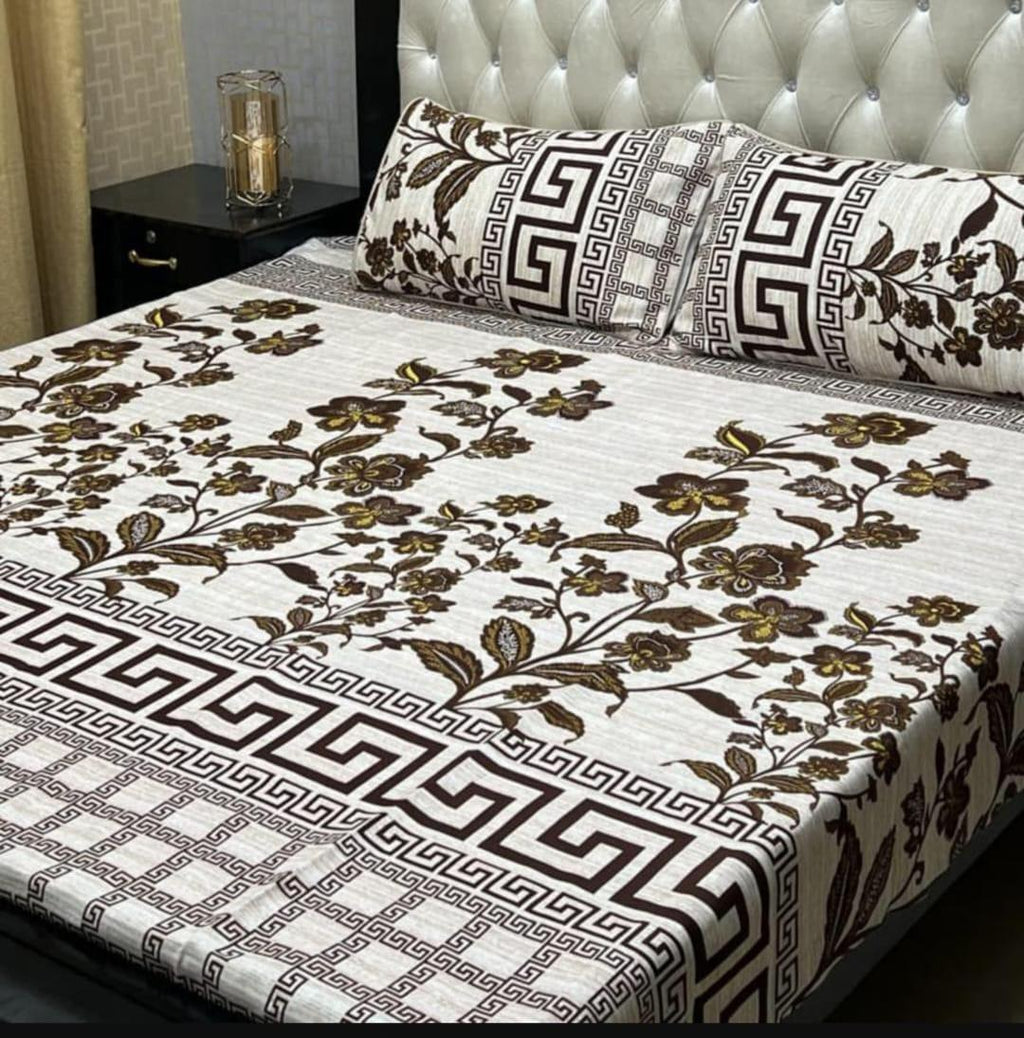 Double Bedsheet Set Crystal Cotton Multicolor Printed 90x97