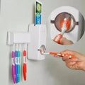 Wall-Mounted Toothpaste Dispenser with Brush Holder