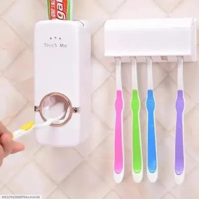 Wall-Mounted Toothpaste Dispenser with Brush Holder