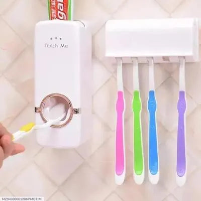 Wall-Mounted Toothpaste Dispenser with Brush Holder