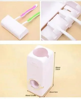 Wall-Mounted Toothpaste Dispenser with Brush Holder