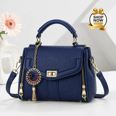 Pink Leather Shoulder Bag with Gold Plated Handles