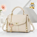 Pink Leather Shoulder Bag with Gold Plated Handles
