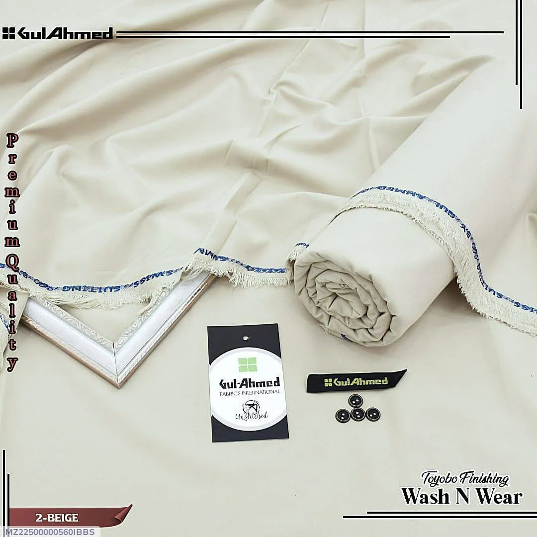 Men's Off White Wash & Wear Plain Suit All Season