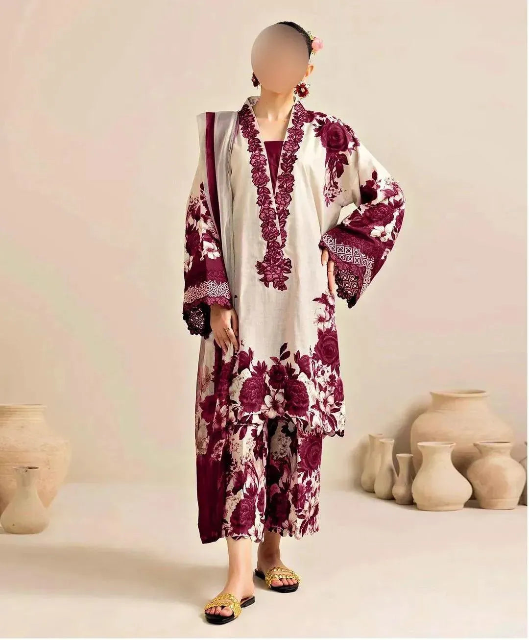 3 Pcs Women's Unstitched Printed Suit