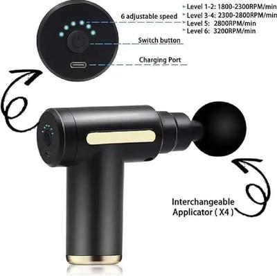 Mini Massage Gun Black 2000mAh ABS