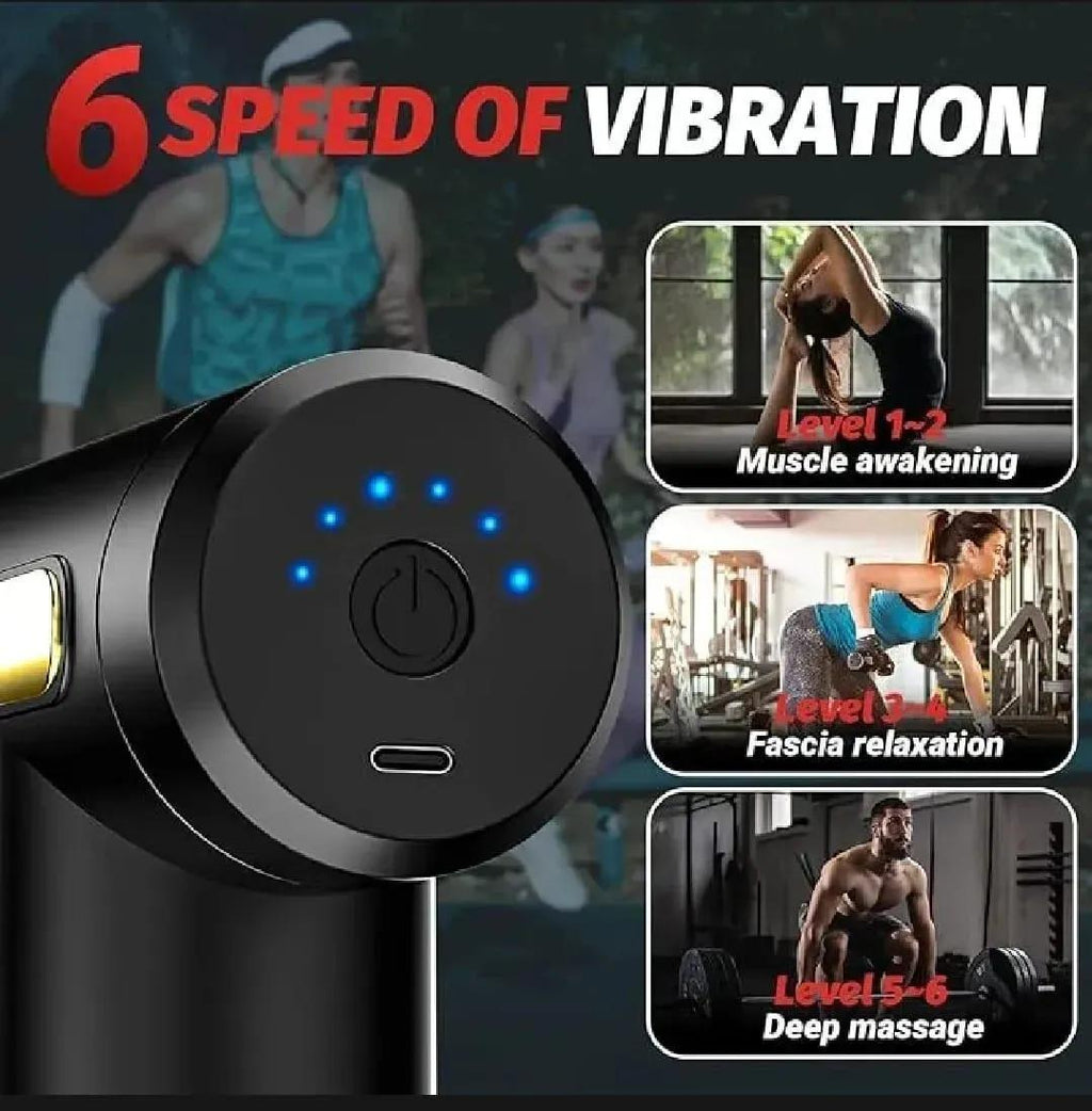 Mini Massage Gun Black 2000mAh ABS