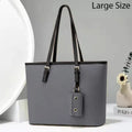 Grey Leather Shoulder Bag Large Size Women's Stylish
